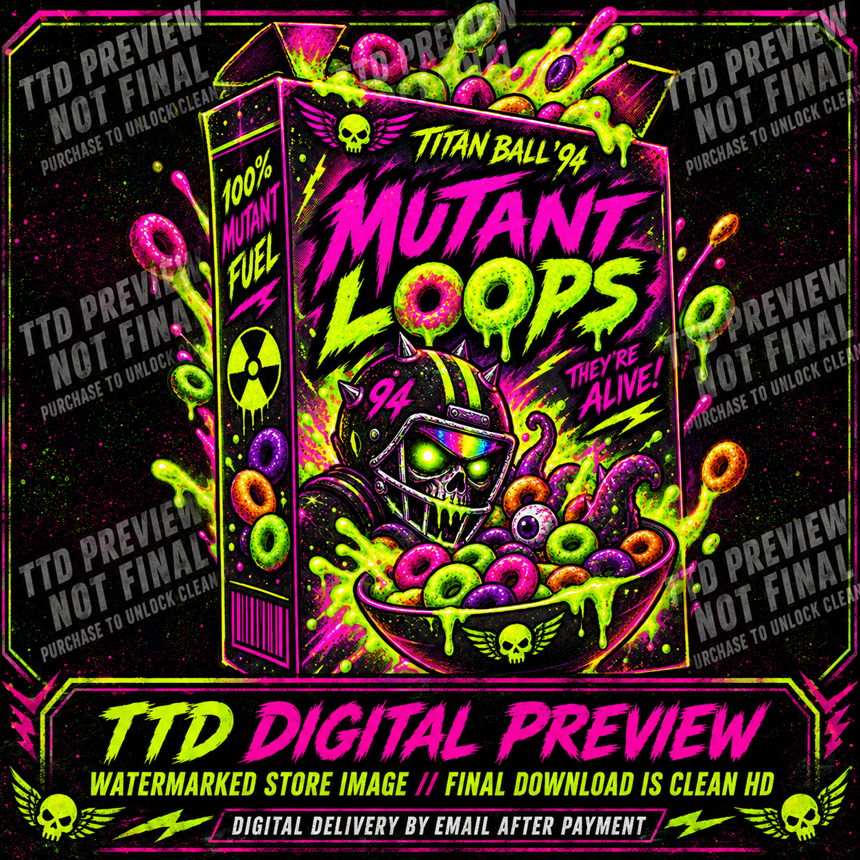 Mutant Loops Dark watermarked digital sticker preview