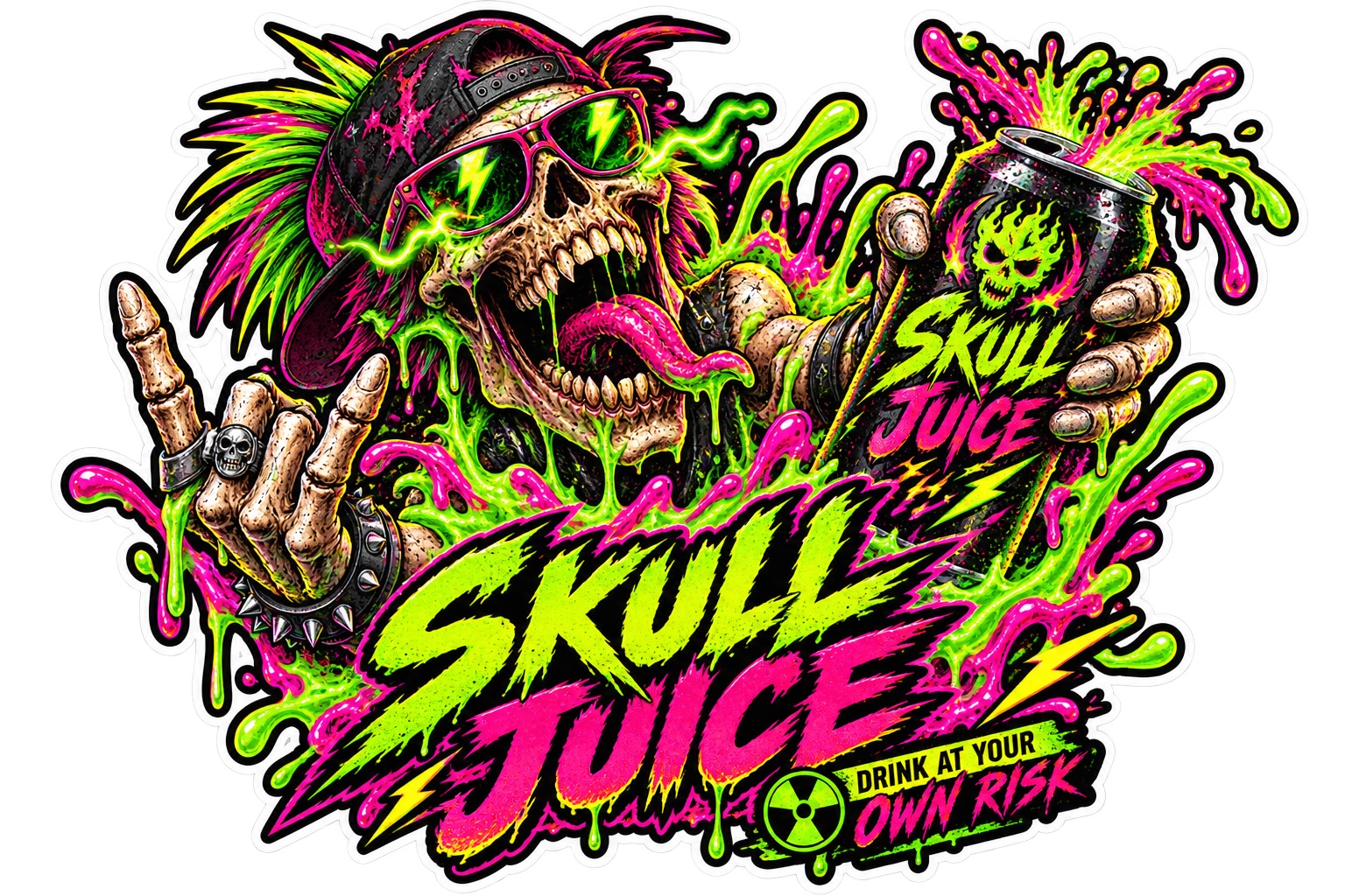 Skull Juice radioactive mutant sticker